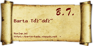Barta Tádé névjegykártya